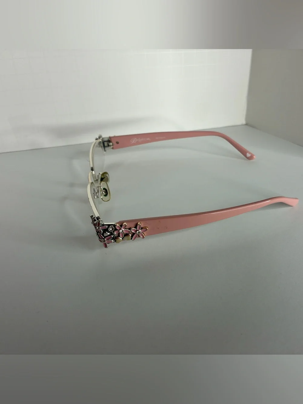 Brighton Pink Love Daisy Rimless Reading Glasses strength 2.0